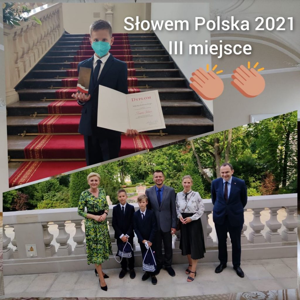 Nasz uczeń, finalista Konkursu ,,Słowem – Polska”, z wizytą u Małżonki Prezydenta