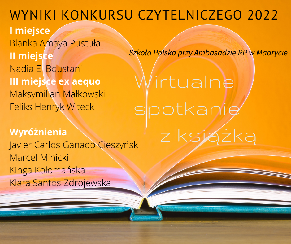 Zwycięzcy Szkolnego Konkursu Pięknego Czytania – Wirtualne Spotkanie z Książką 2022