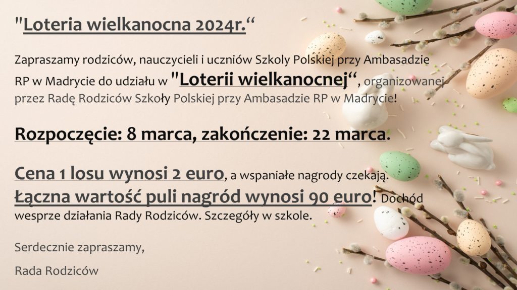 Szkolna loteria wielkanocna